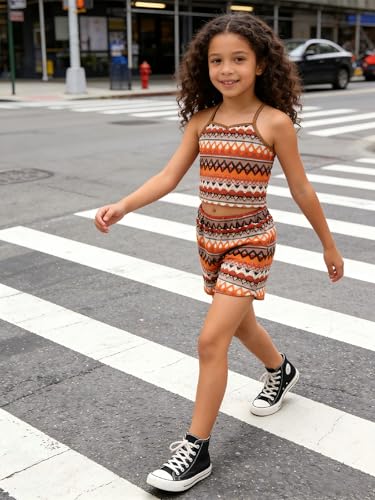 Image of Kids Toddler Girls Summer Clothes Button Design Striped Tank Top + Floral-Print Elastic Shorts 2 Piece Outfits