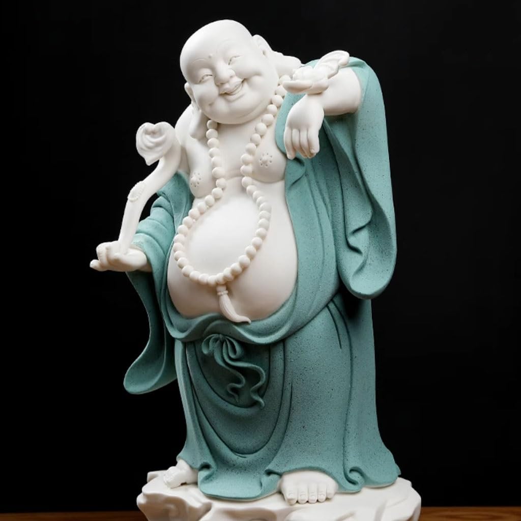 Escultura de Estatua de Buda Oficina Cerámica Maitreya Buda Artesanía Adornos Sala De Estar Lucky Bodhisattva Decorativos