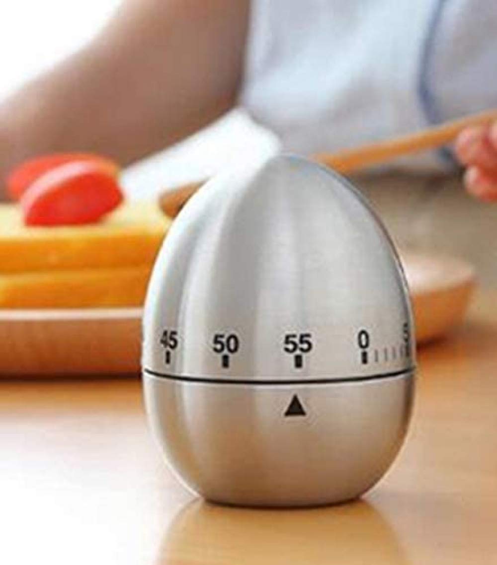 Uhr, Timer, Eierförmiger Küchentimer Edelstahl Kochuhr Koch-Countdown 60 Minuten Wecker Mechanischer Countdown