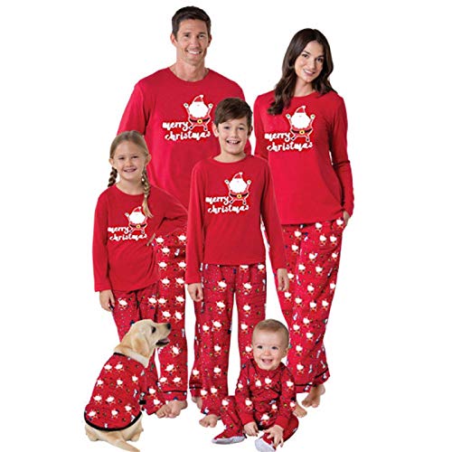 Preisvergleich Produktbild Pyjama Damen Nachthemd Schlafanzug Familien Passende Weihnachtspyjamas Set Warme Erwachsene Mädchen Junge Mama Print Nachtwäsche Nachtwäsche Mutter Tochter Kleidung Outfit Dadxl Rot