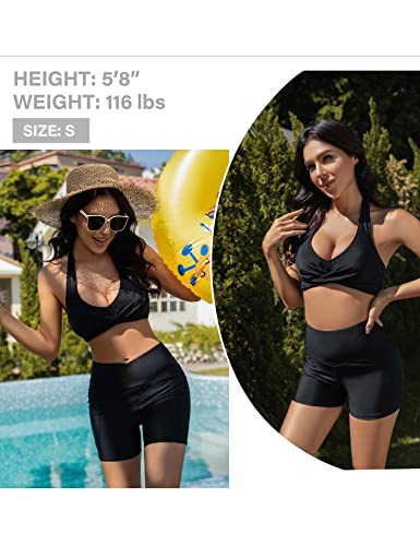 Tournesol Women's Plus Size Swim Shorts High Waisted Bathing Suit Bottoms Tummy Control Tankini Swimsuit Boy Shorts Black #TOP6