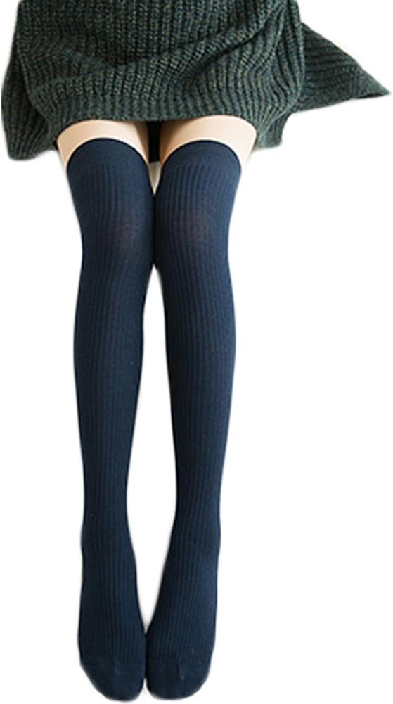 HITOP Women Thigh High Over knee Socks Boot Stocking Vertical Stripe Leg Warmer