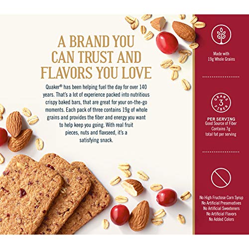 Quaker Breakfast Flats, Cranberry Almond, Breakfast Bars, 5 Pouches, 3 Bars in Each Pouch