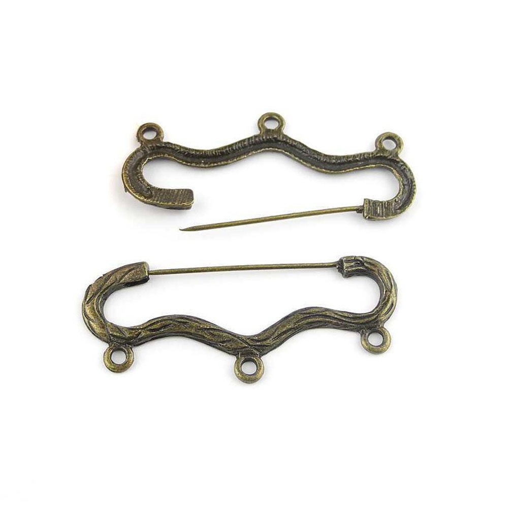 Price per 20 Pieces Fashion Jewelry Making Charms Findings Arts Crafts Beading Antique Bronze Tone 65579 Safety Pins Brooch 3 Strand Reducer