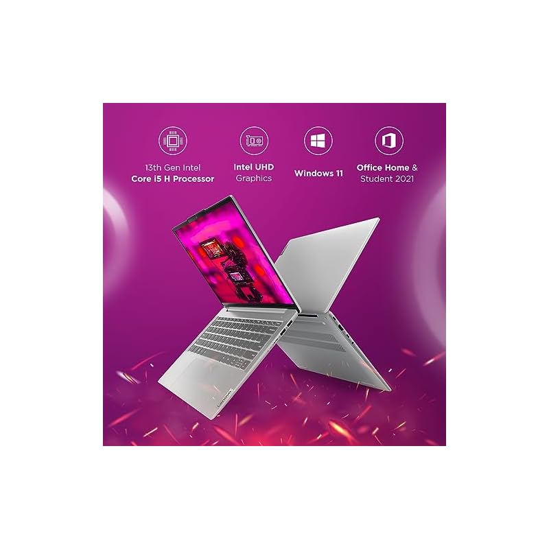 Lenovo IdeaPad Slim 5 Intel Core i5 13420H 14"(35.5cm) WUXGA IPS Laptop (16GB/512GB SSD/Win 11/Office 2021/Backlit KB/FHD Camera/Alexa/3 Month Game Pass/Cloud Grey/1.46Kg), 82XD003NIN - Image 3