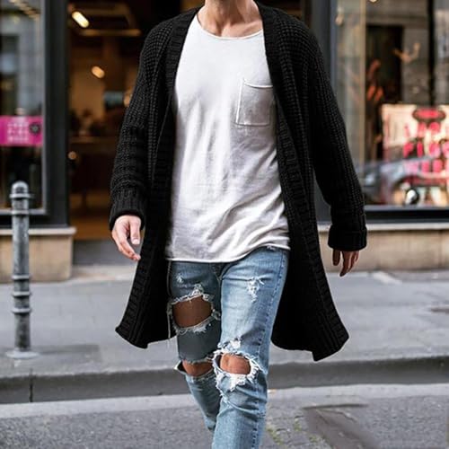 Mens Open Front Long Cardigan CasualKnited Cardigan Sweaters Fall Winter Lightweight Overcoat Trench Tops2