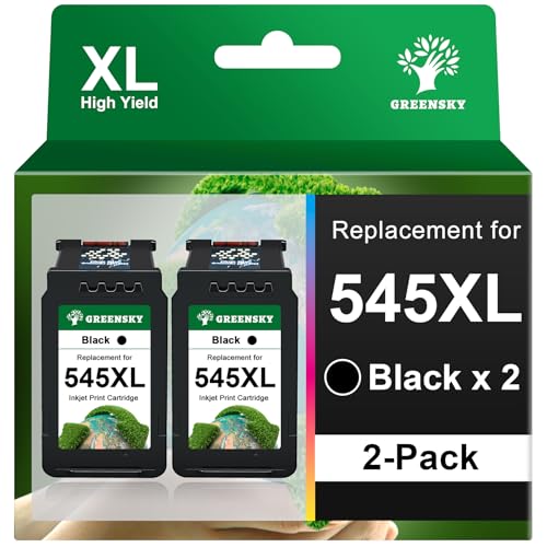 GREENSKY PG 545 XL Negro Cartuchos de Tinta Remanufacturado para Canon 545 Cartuchos de Impresora para Canon PIXMA TS3350 TS3450 TS3150 MG2950 TS3452 TR4650 TS3351 TR4551 TR4651 MX495 (2 Negros)