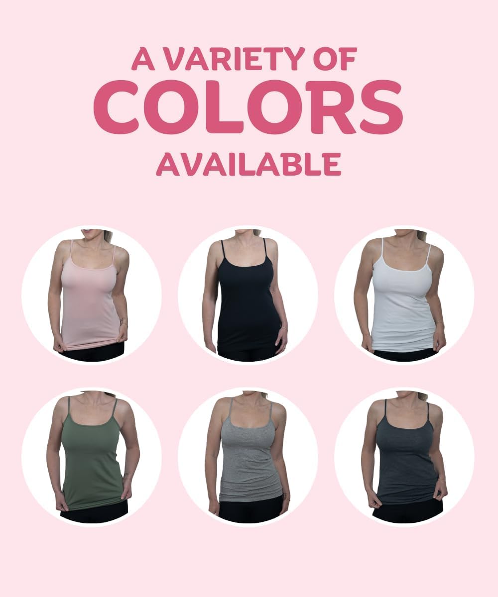 MISS POPULAR Women's 4-Pack Camisole Tank Tops Basic Undershirt with Adjustable Spaghetti Straps,Sizes XS-2XL - Image 4