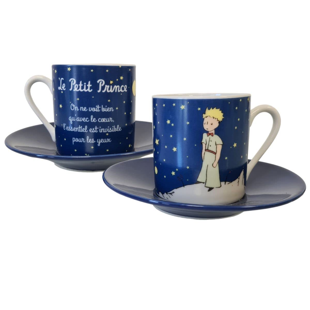 LE PETIT PRINCE 525512 Set of 2 Lpp Mugs Starry Night DS Box, Ceramic, 5 cm, 10 x 6 x 14 cm Navy Blue