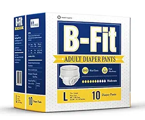 Nobel Hygiene B-Fit Diapers Adult Pull Up Pants , Large 10 Pcs , 32-52 Inches , Pack of 4
