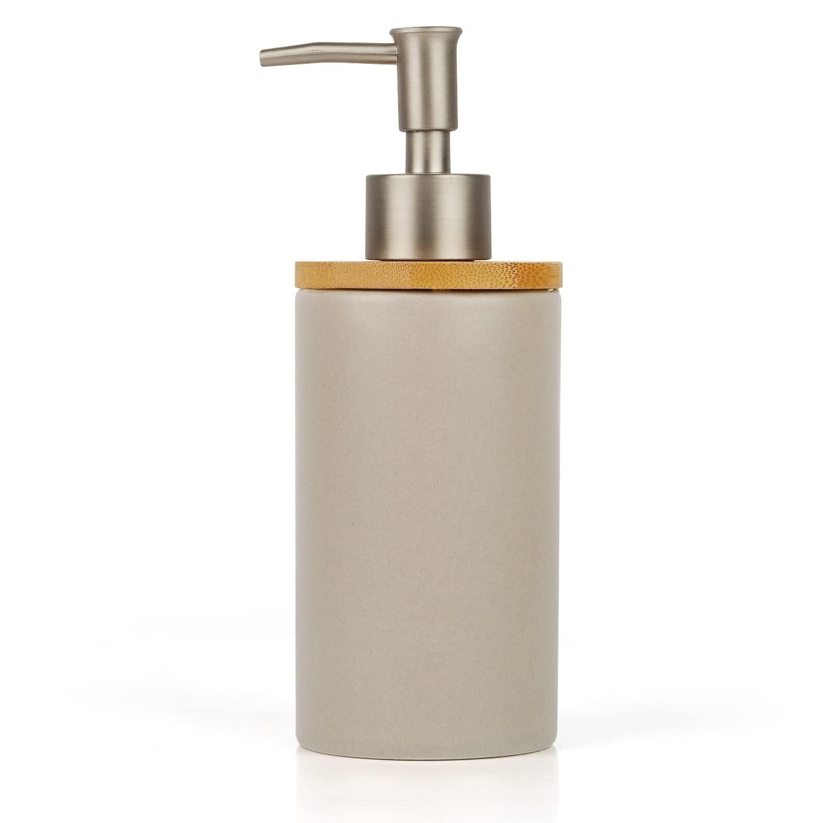 Hand Ceramic Soap Dispenser Hand Refillable Liquid Great for Kitchen and Bathroom Dish for Bathroom(Grey)