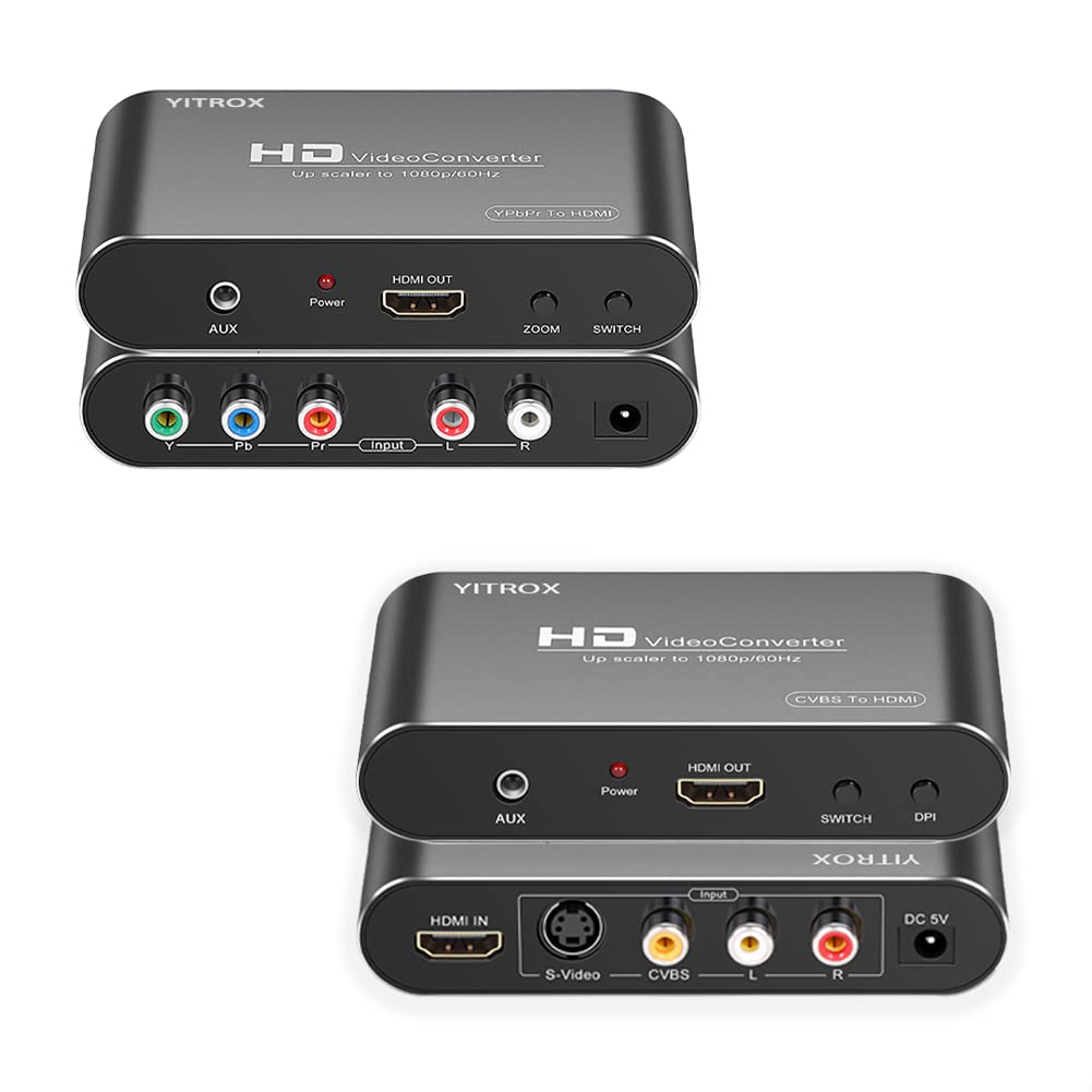 Component to HDMI Converter & AV Svideo HDMI to HDMI Converter Upscaler Electronics