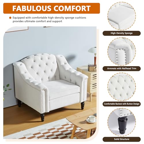 Sillón Chesterfield Piel Sintética Blanco miniatura 5