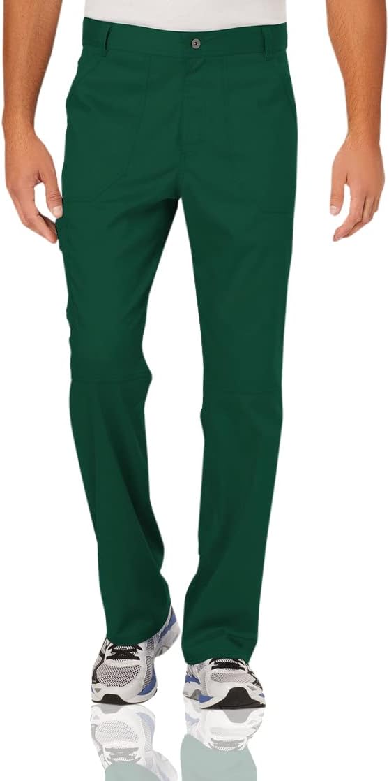Men Scrubs Set Workwear Revolution WW690 Tuckable V-Neck Top & WW140 Fly Front Pant, Hunter Green- 3XL Top / 3XL Pant