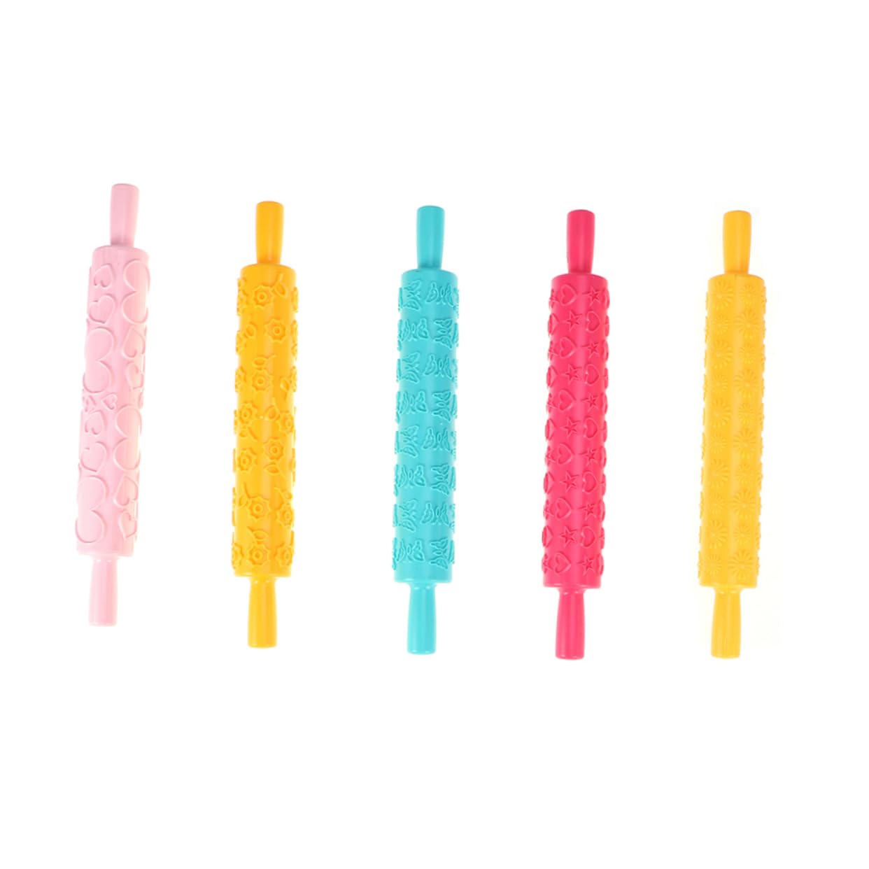 GLEAVI Rouleau à Pâtisserie en Plastique 8pcs Outils De Pâtisserie Multifonctionnels pour Décorer Gâteaux Motifs Variés Moule à Relief Cuisine DIY Desserts