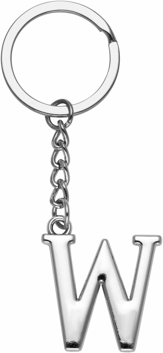 LUODAN Portachiavi Regalo donna uomo,argento A-Z 26 lettera iniziale ciondolo portachiavi - Regalo sorelle amicizia idee regalo migliore amico compleanno