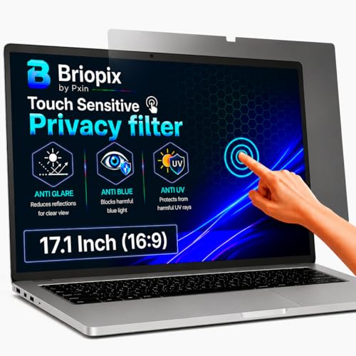 Image of Briopix Aura 17.1 Inch (16:9) | Touch Sensitive Privacy Screen | Anti Blue | Anti Glare | UV Block & BLUVLIGHT Block Layer | Privacy Filter compatible with HP /Dell /Lenovo /Asus /Acer