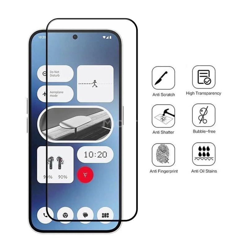 Image of DD SON Tempered Glass Screen Protector Compatible for Nothing Phone 2A Plus /Nothing Phone 2A (Black) HD Glass with Edge to Edge Coverage and Easy Installation kit,Black