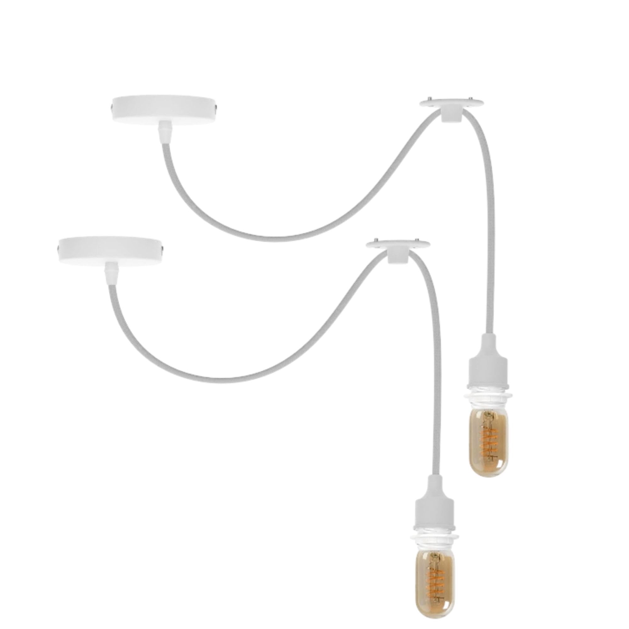 LEDSone 2 Pack Ceiling Pendant Light Fitting 10cm White Pendant Bayonet Silicon Light Bulb Socket 100cm Cable for Kitchen Island Living Room Bedroom Dining Room Lightings
