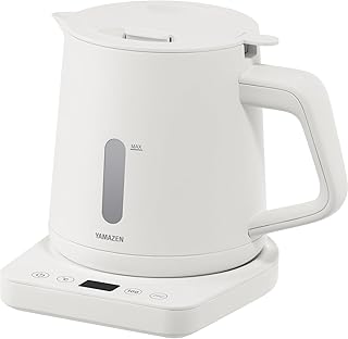 [山善] 電気ケトル 電気ポット 1.0L 1200W 一人暮らし 二人暮らし 湯こぼれ防止 温度調節 保温 空焚き防止 オートオフ機能 お手入れ簡単 ホワイト YKU-SC1210J(W)