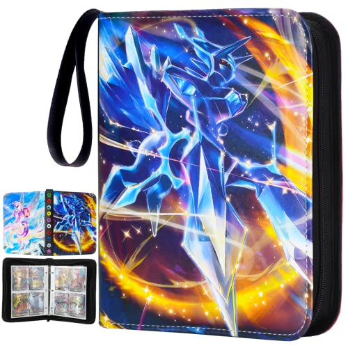 Card Binder for Pokemon Cards Holder 4-Pocket, Trading Card Games Collection Binder Case Book Fits 440 Cards With 50 Removable Sleeves Display Storage Carrying Case for TCG (440 cards)