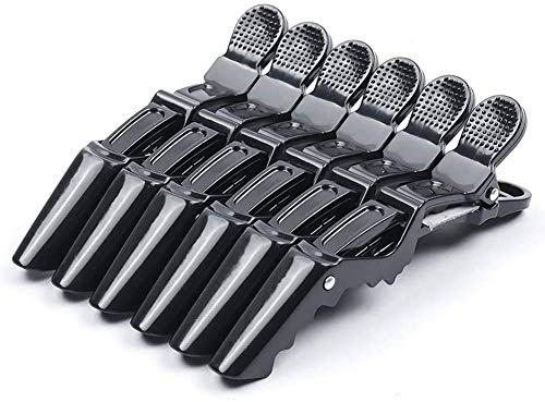 Hair Clips, Black Plastic Alligator Hair Clip with Nonslip Grip, 6 Pack