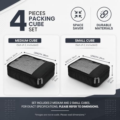 Image of Travel Packing Cubes Set of 4 for Suitcases | Luggage Organiser Bags