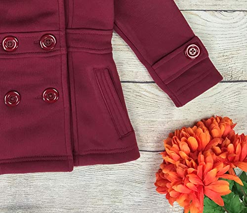 Girls' Fleece Coat with Hood Black Red Navy Fuchsia Grey3