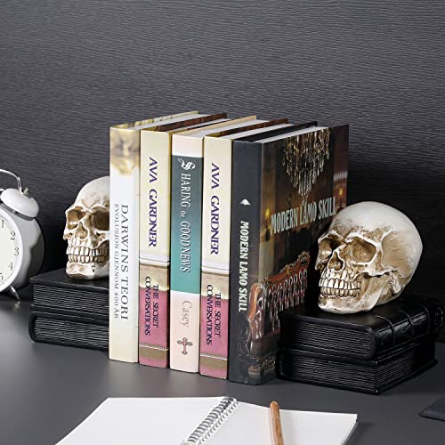 Mygift DECO3114BLK Vintage Style Skull On Black Stacked Books Decorative Bookends Foor Heavy Books thumb #3