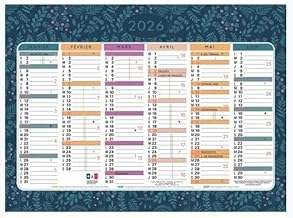 Exacompta - Mini Lab Illustrated Calendar 17 x 13 cm Semi-Annual January 2026 to December 2026 - Flower Theme