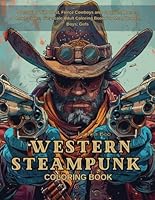 Western Steampunk Coloring Book: Dystopian Wild West, Fierce Cowboys and Cowgirls, Horses, Landscapes, Greyscale Adult Coloring Book For Men, Women, Boys, Girls B0CY945TB7 Book Cover