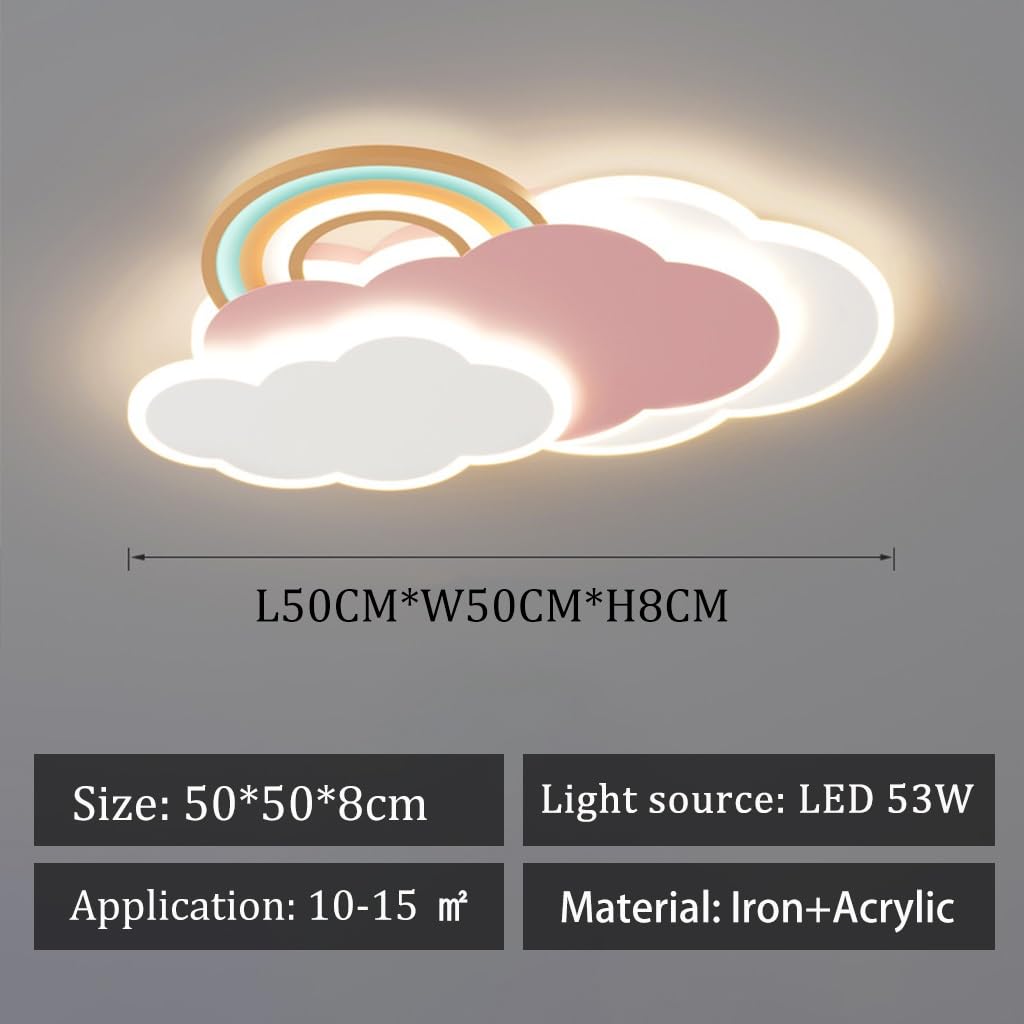 Deckenlampe LED Kreativ Dimmbar 53W Cartoon Beleuchtung Acryl Rosa Wolke Design Deckenleuchte mit Fernbedienung Junge Mädchen Zimmer Deckenleuchten Wohnzimmer Schlafzimmer Büro Dekoration Decke