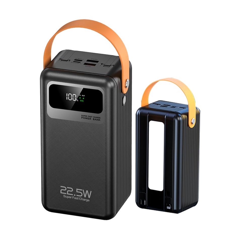 Przenośna ładowarka do szybkiego ładowania PD22,5 W z 4 wyjściami, power bank o dużej pojemności 60 000 mAh, bateria zewnętrzna z wyświetlaczem LED do telefonów tabletów (rozmiar: 60000 mAh,