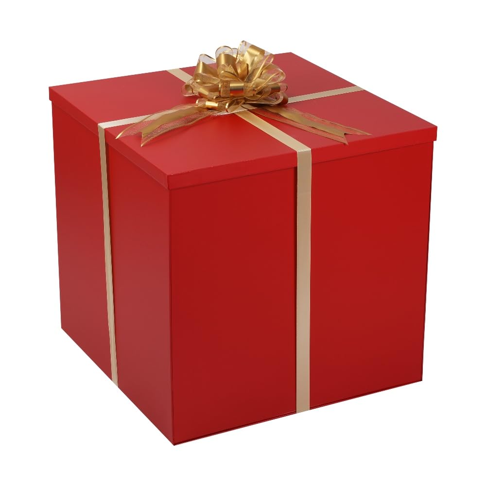 Red Giant Gift Boxes with Lids 20x20x20 Inches Gender Reveal Box Extra Large Gift Box with Lid for Presents Packaging for Birthday Surprise, Christmas, Anniversaries, Wedding Party