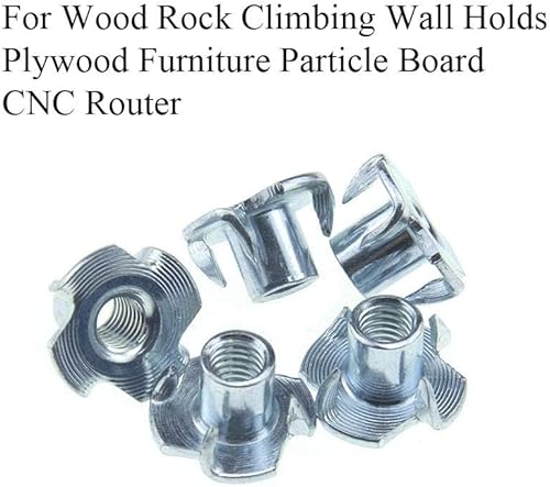 Miniatura 7 de Odinest Tuerca en T M5 X 0.315 in 4 puntas T Tuercas ciegas Inserto roscado Hilo Limpio Sin óxido Acero al Carbono Chapado en Zinc para Madera