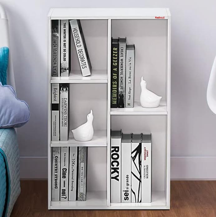 Image of Redwud Meyan Engineered Wood Bookshelf for Books Multipurpose Bookcase Wooden Modern Book Display Rack Floating Shelves for Home, Study Room & Office (White) D.I.Y