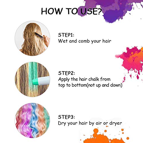 image for BUOCEANS Official Hair Chalk,Hair Chalk Pens,Temporary Hair Chalk Set,