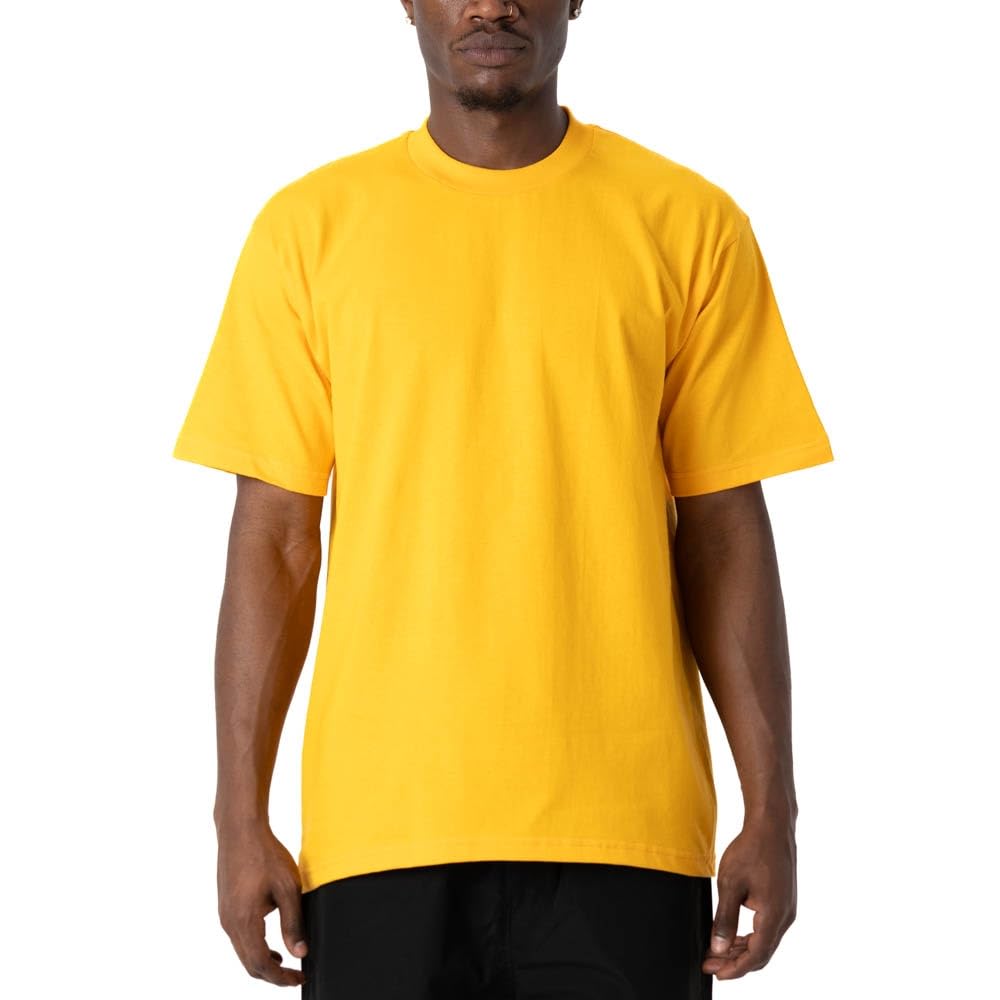 Pro Club Men's Heavyweight Cotton Short Sleeve Crew Neck T-Shirt, Gold, XL
