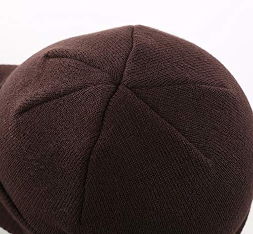 Image of Home Prefer Men's Winter Beanie Hat with Brim Warm Double Knit Cuff Beanie Cap Watch Radar Hat