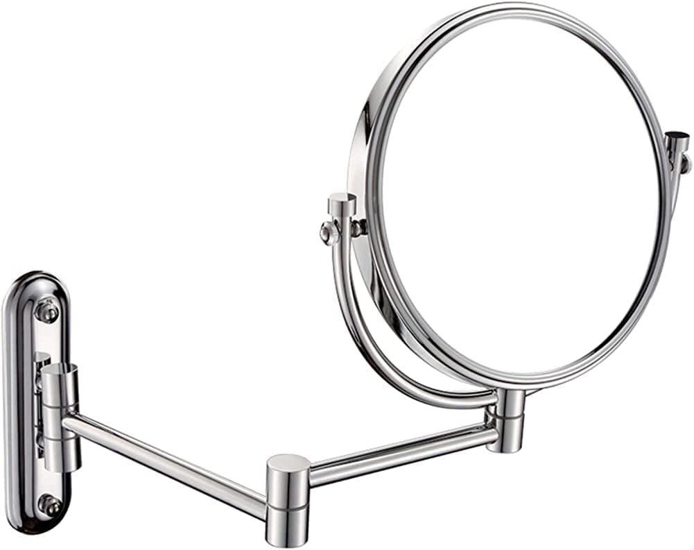 Miroir de maquillage mural chromé 8 pouces grossissant et extensible