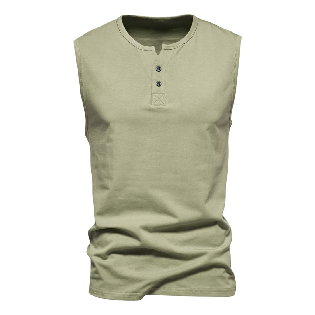 Herren Tank Top Knopf V-Ausschnitt Ärmellos Shirts Workout Sport Tee Bottoming Shirt, GY1, 58