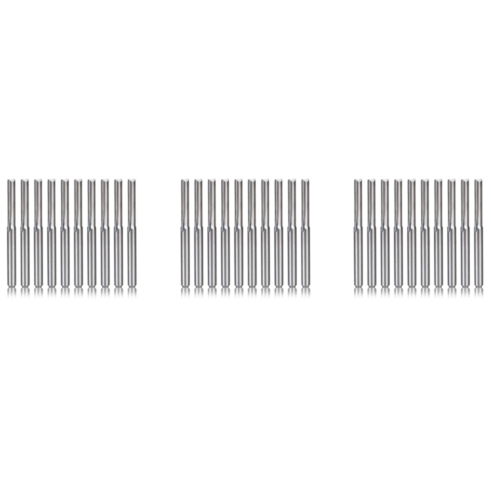 Jnchdghwa Silver 30Pcs 2 Flute Cnc Router Bits 3.175Mm Straight Slot Steel Milling Cutter For Wood Plastic