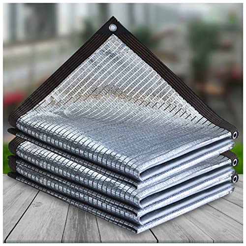 Reflektierendes Aluminett-Schattenstoff, 75 % UV-Schutz, Auto-Markise, Sonnendach mit Ösen für Terrassen, Gärten, Blumen und Pflanzen, Silberne Netzabdeckung