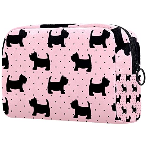Kosmetikkoffer Schottischer Terrier Süßer Hundewelpe Weicher Reißverschlussbeutel Reisekosmetik-Organizer Für Frauen Und Mädchen Cover
