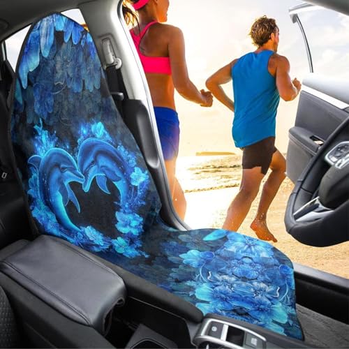 Image of Love Dolphin Car Seat Seat Cover Protector Front Seats Only Auto Accessories Protectors Decor Easy to Install Universal Protector for Cars Truck Van SUV