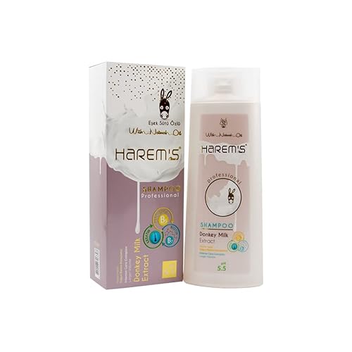 Harem's Champú con extracto de leche de burro con pantenol, biotina, champú de leche de burro, pH 5.5, valor óptimo de pH,