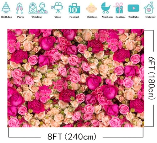 Fondo fotográfico rosa 8x6 ft con rosas rojo miniatura 5
