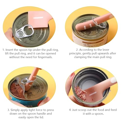 Azonelife 3 Stück Tierfutter Dosenlöffel, Rührlöffel Tiernahrung, Langer Griff Silikon Hund Katze Rührlöffel Haustiere Futter Dosen Löffel für Hunde und Katzen (Rosa, Grün, Grau)