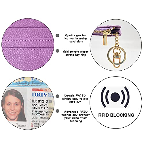 Image of Womens Slim RFID Credit Card Holder Mini Front Pocket Wallet Coin Purse Keychain, Lichee Lightpurple, small,