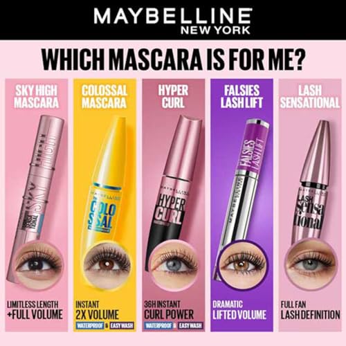 Maybelline New York Volume Express Colossal Mascara, Volumizing & Lengthening, Washable, Black, 10.7ml - Image 5
